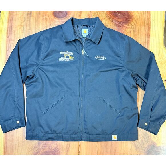 Carhartt Jacket Men 2XL J293 BLK Peterbilt Canvas Insulated Construction KK20
